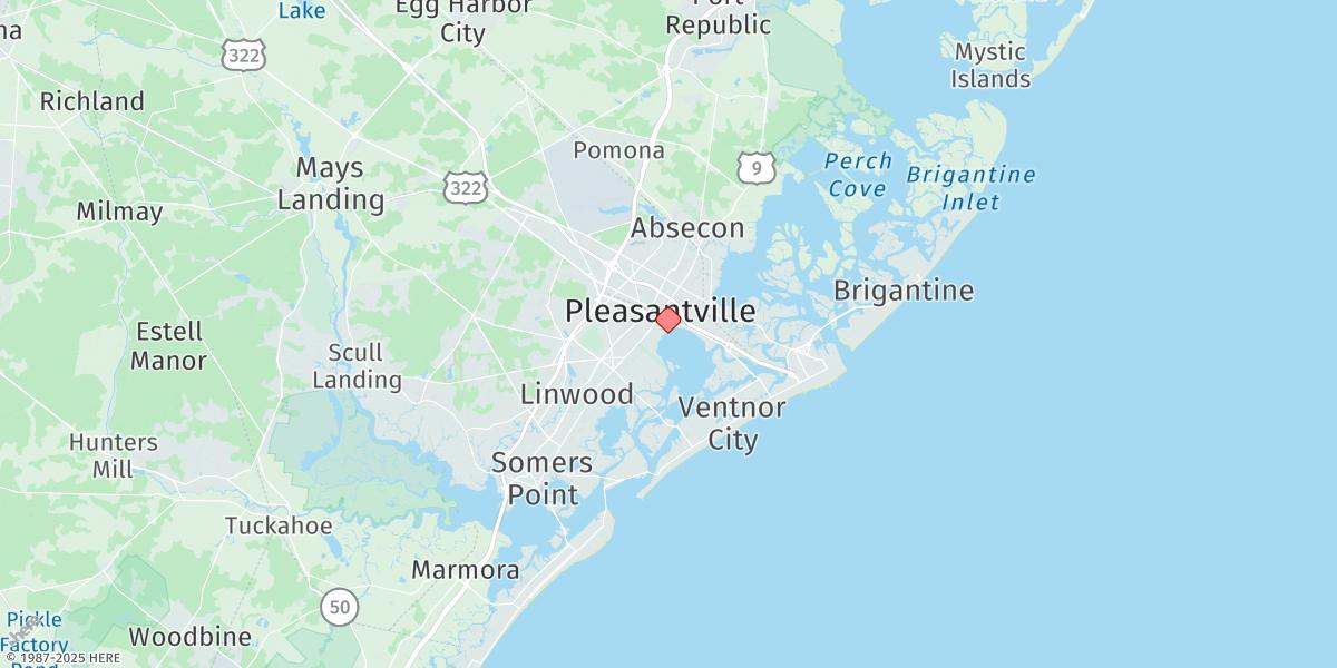 Map of Pleasantville, Lakes Bay, Great Egg Harbor Inlet