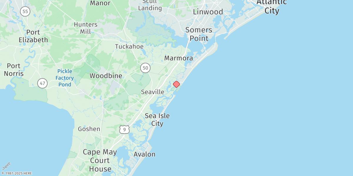 Map of Middle Thorofare, Ocean Drive Bridge