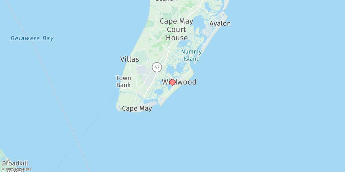 Map of Wildwood Crest, Sunset Lake