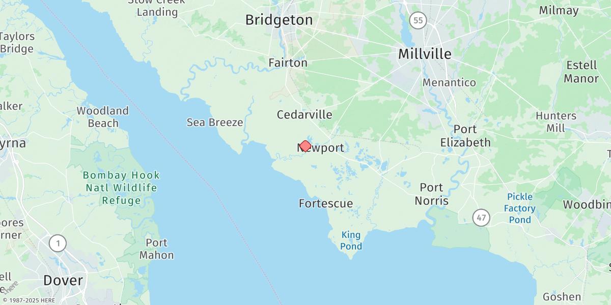 Map of Newport Landing, Nantuxent Creek
