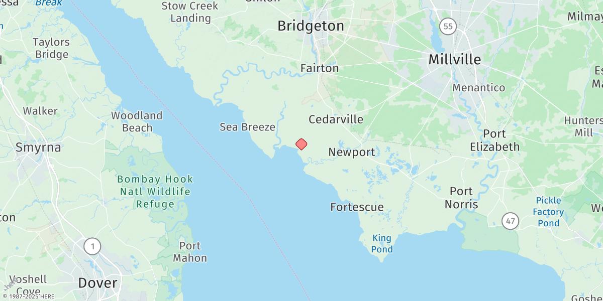 Map of Cedar Creek Entrance, Nantuxent Cove