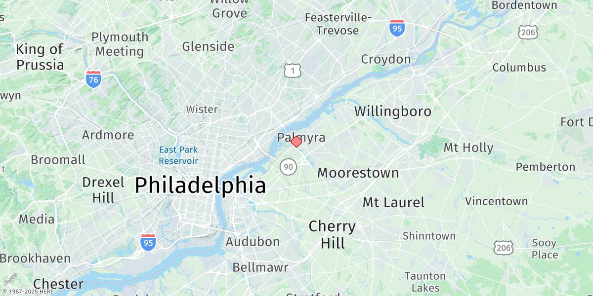 Map of Palmyra, Pennsauken Creek, Route 73 Bridge, N.j.
