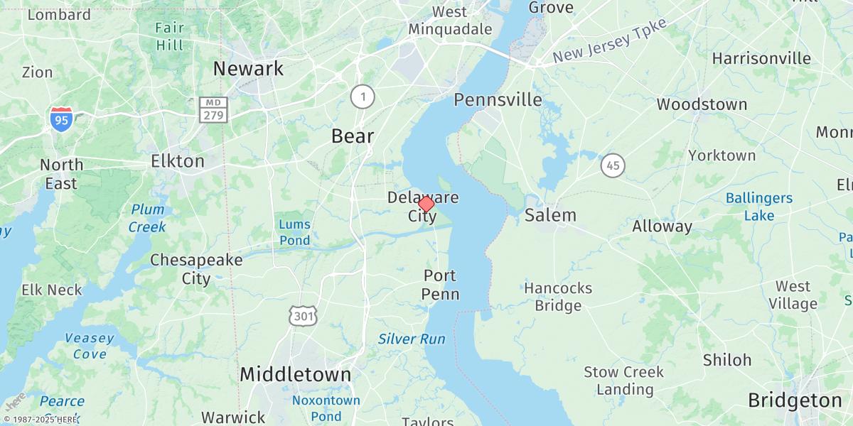Map of Delaware City Branch Channel Bridge