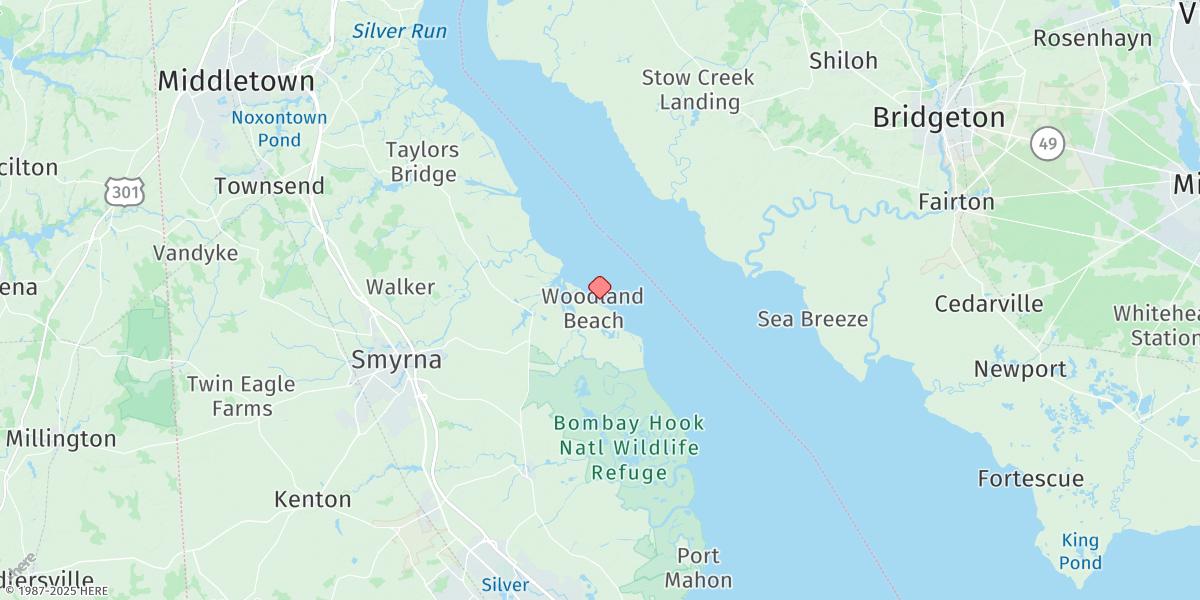 Map of Woodland Beach, Del.