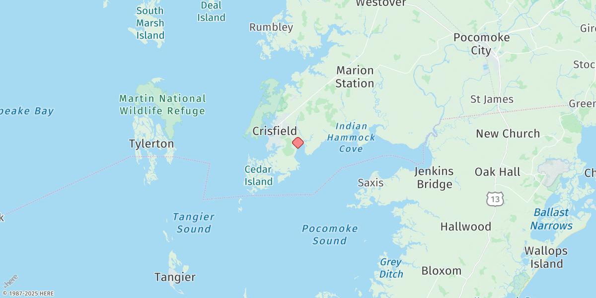 Map of Ape Hole Creek, Pocomoke Sound