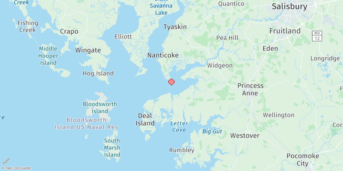 Map of Great Shoals Light, Monie Bay