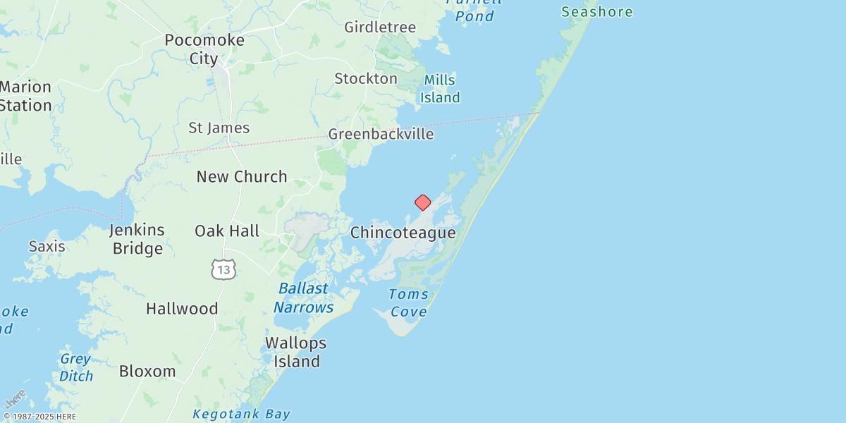 Map of Chincoteague Island, Blake Cove