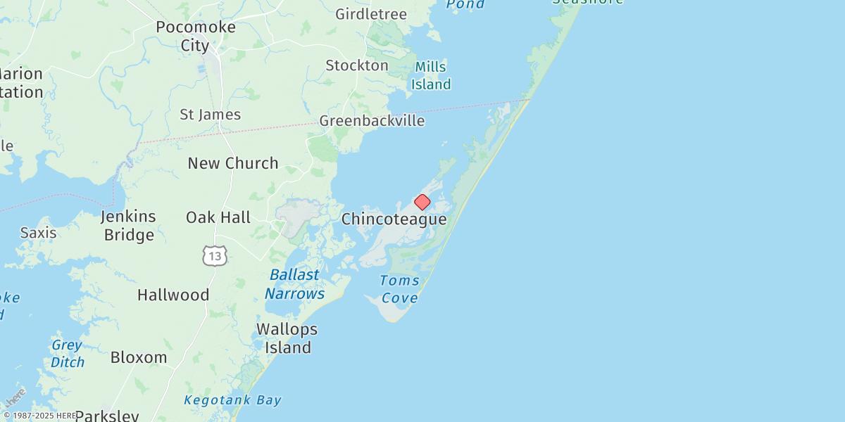 Map of Chincoteague Island, Oyster Bay
