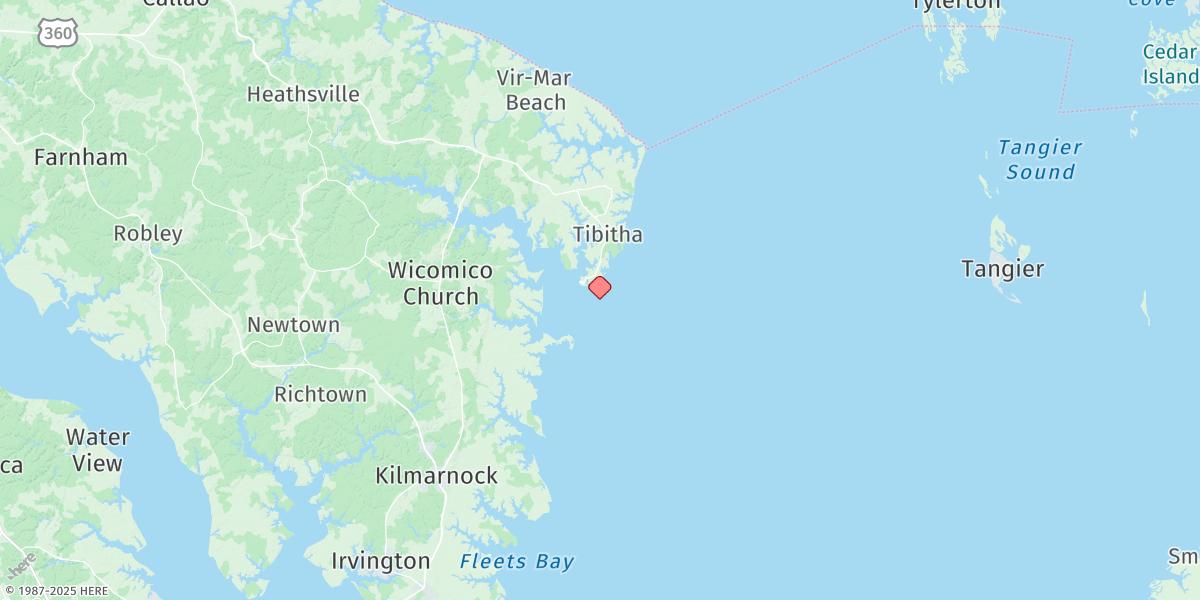 Map of Great Wicomico River Light