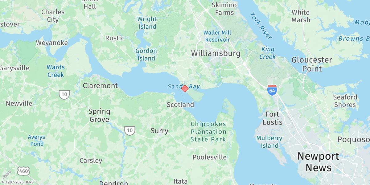 Map of Jamestown Island, Church Point