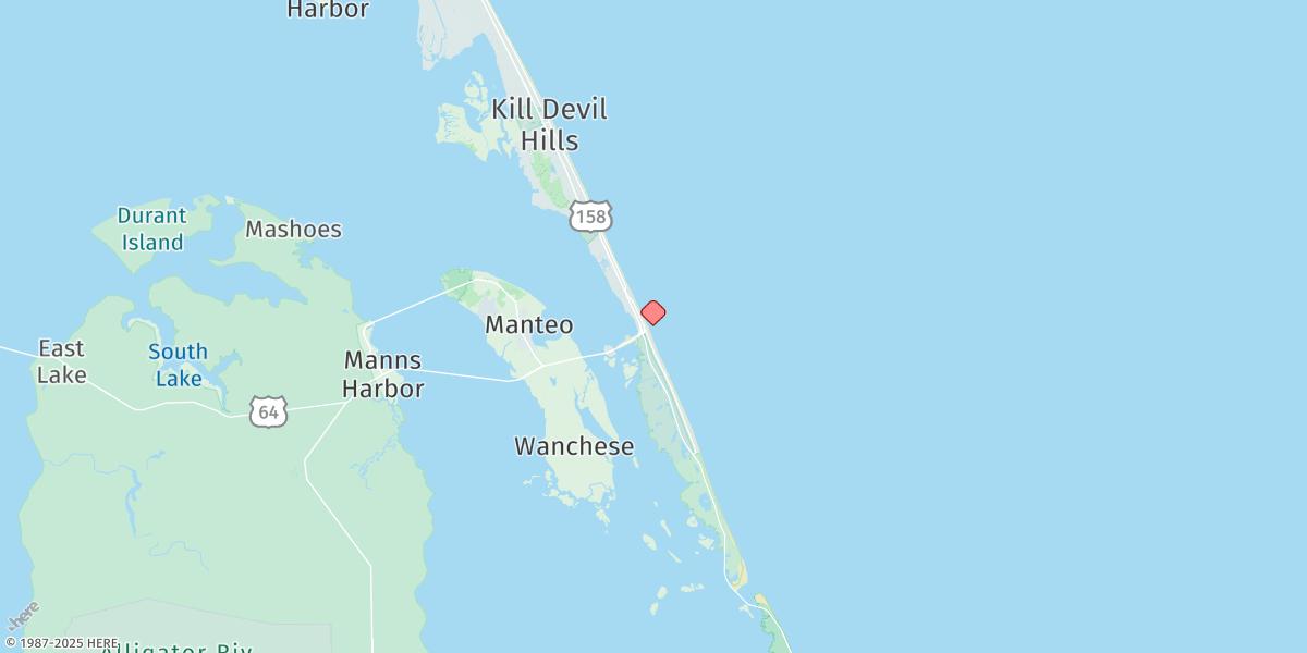 Map of Jennettes Pier, Nags Head (Ocean)