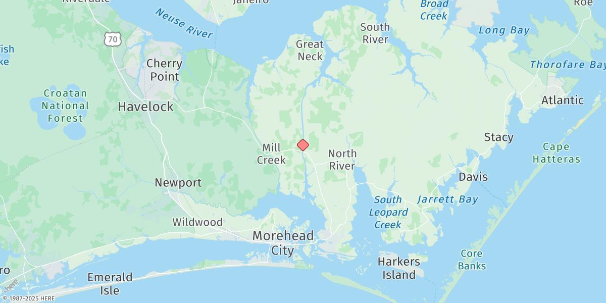 Map of Core Creek Bridge