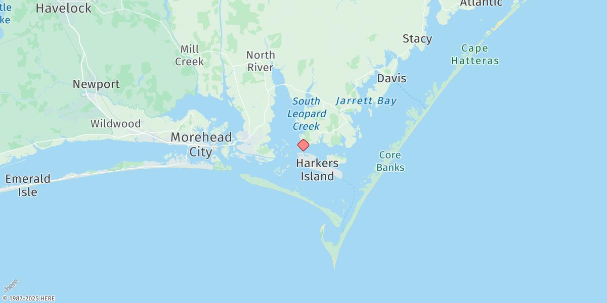 Map of Harkers Island Bridge