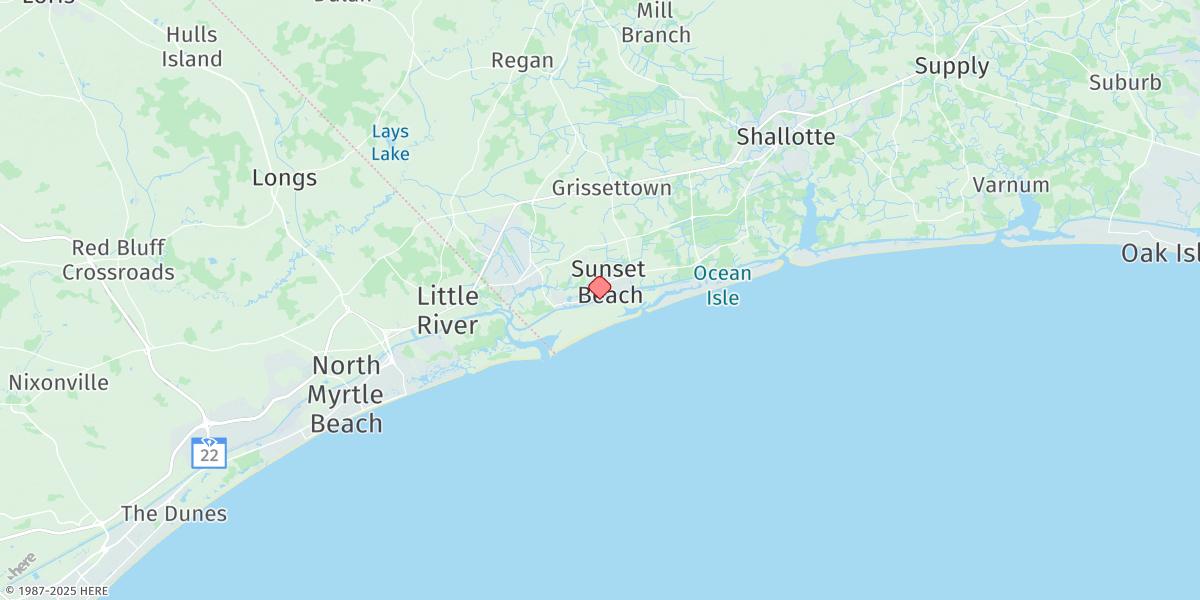 Map of Sunset Beach Bridge