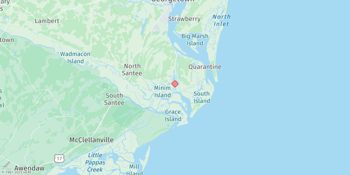 Map of Minim Creek Ent., Icww, North Santee Bay
