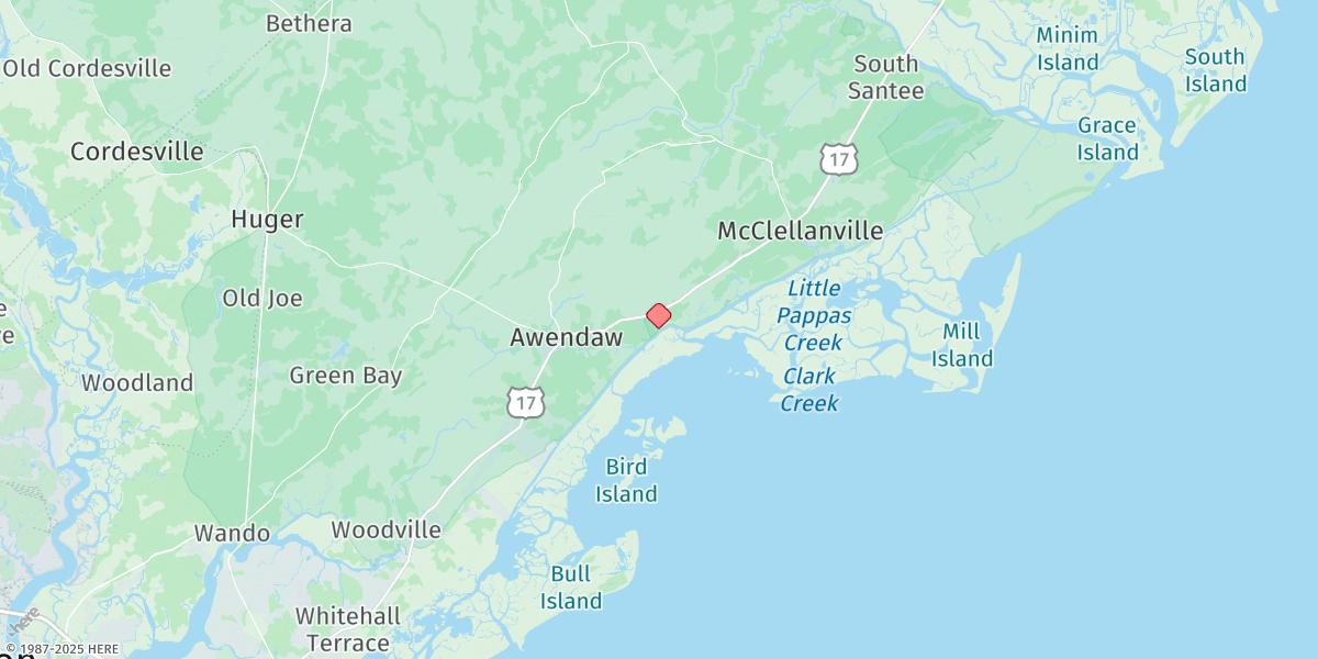 Map of Buck Hall, Awendaw Creek