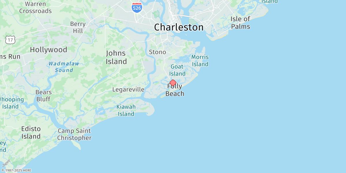 Map of Folly River Bridge, Folly Island