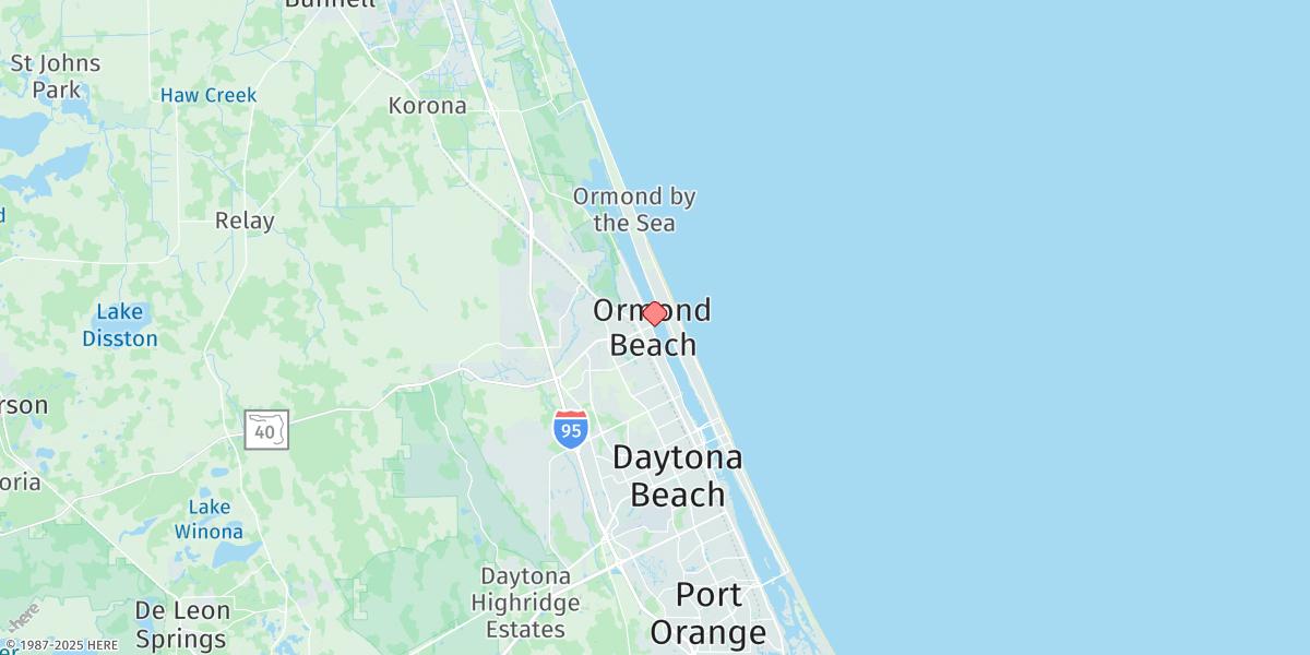 Map of Ormond Beach, Halifax River