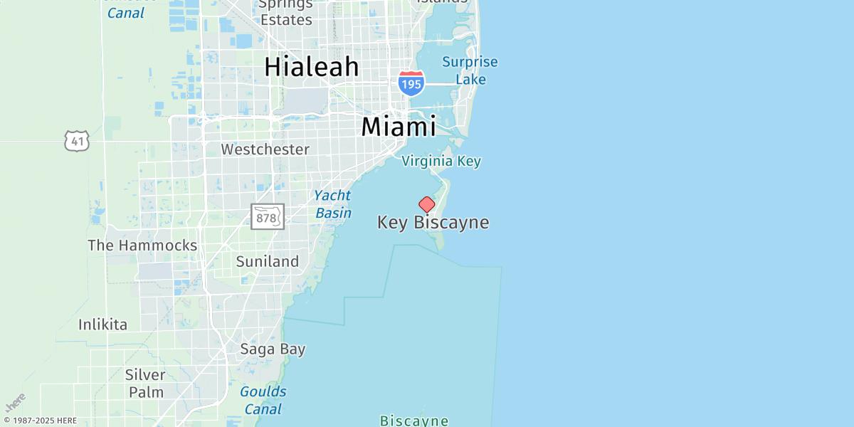 Map of Key Biscayne Yacht Club, Biscayne Bay