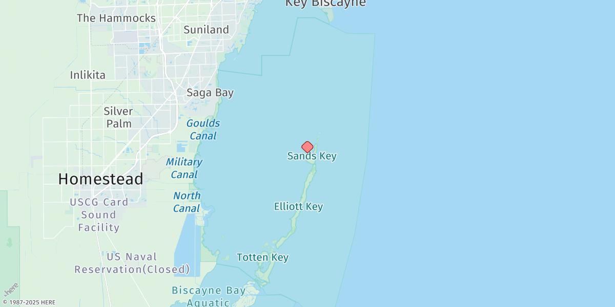 Map of Sands Key, Northwest Point, Biscayne Bay