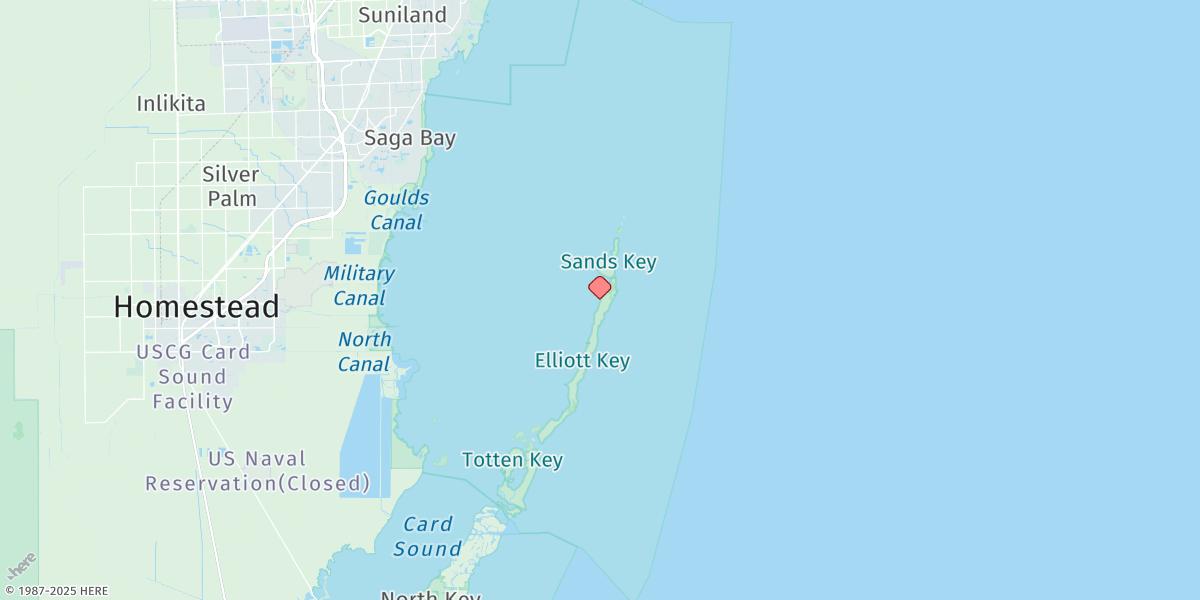 Map of Coon Point, Elliott Key, Biscayne Bay