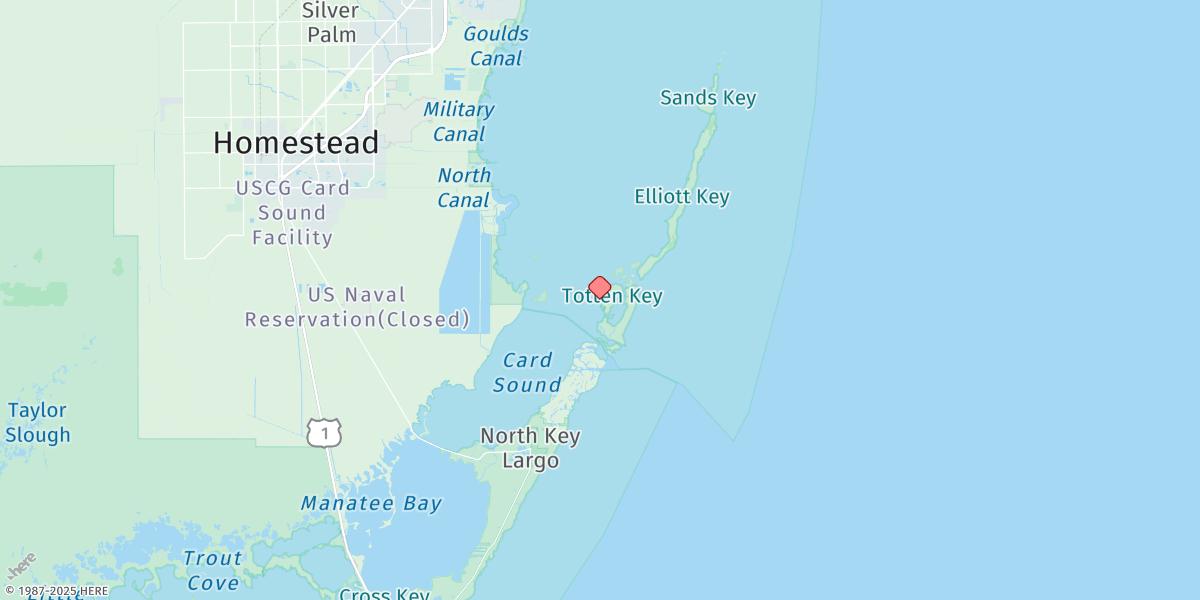 Map of Totten Key, West Side, Biscayne Bay