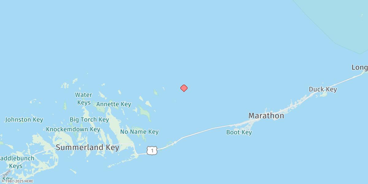 Map of East Bahia Honda Key, South End, Florida Bay