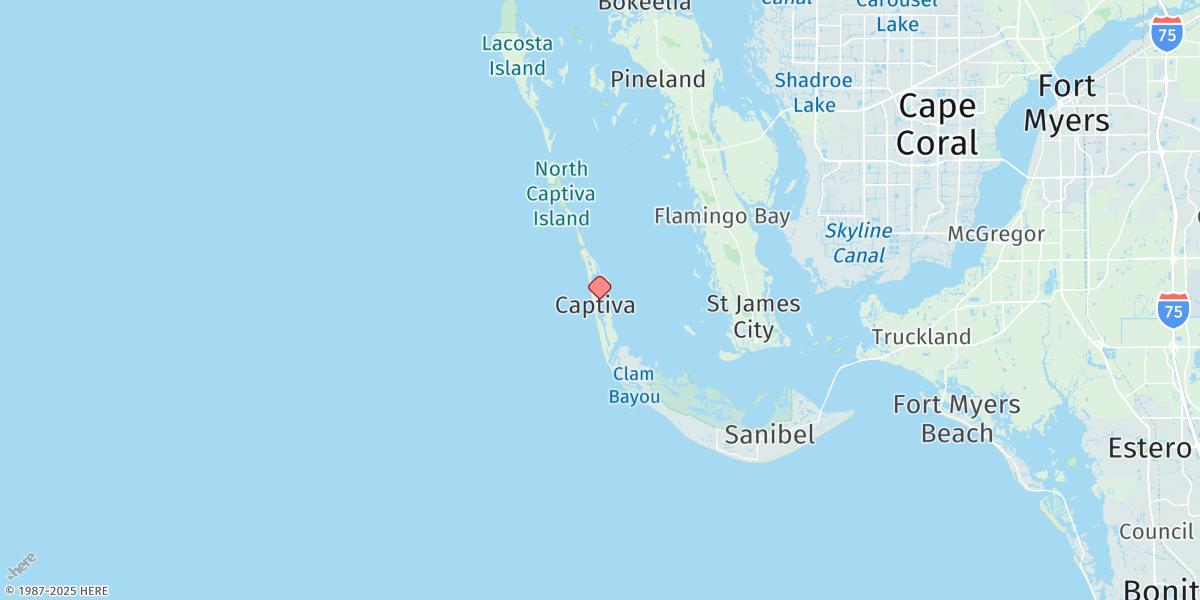 Map of Captiva Island, Pine Island Sound