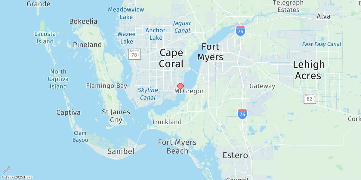 Map of Cape Coral Bridge