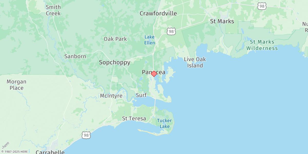 Map of Panacea, Dickerson Bay