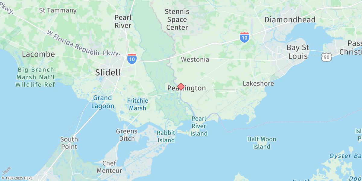 Map of Pearlington, Pearl River