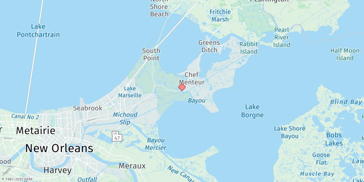 Map of Chef Menteur, Chef Menteur Pass