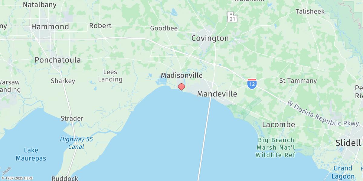 Map of Tchefuncta River, Lake Pontchartrain