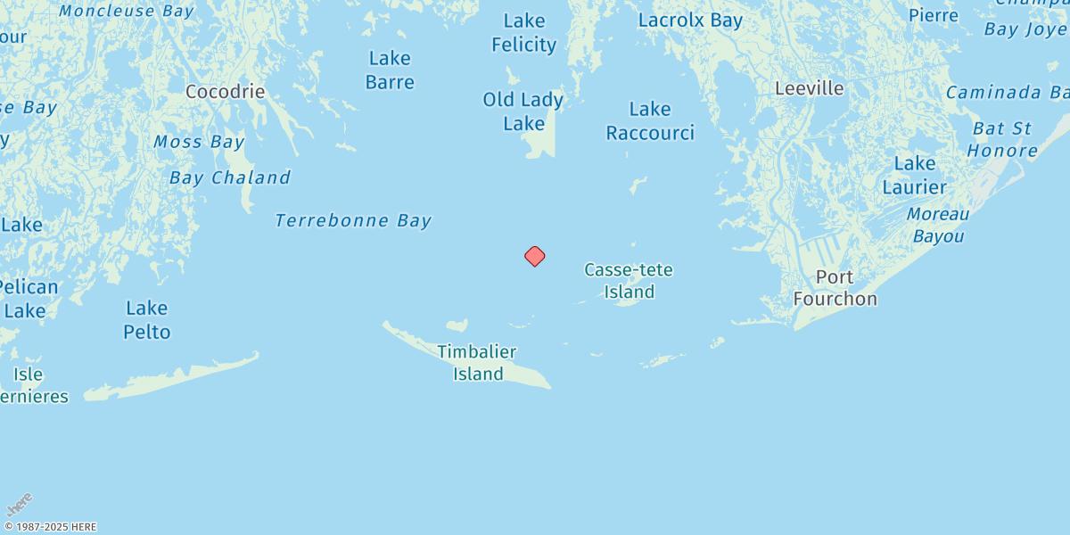 Map of Pelican Islands, Timbalier Bay