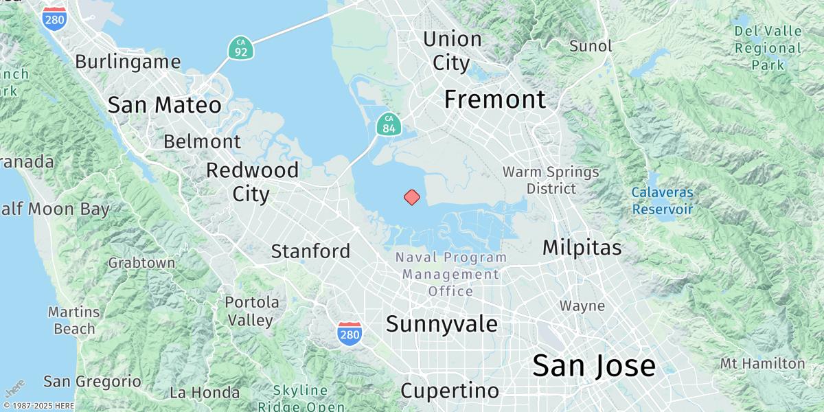 Map of Calaveras Point, West Of