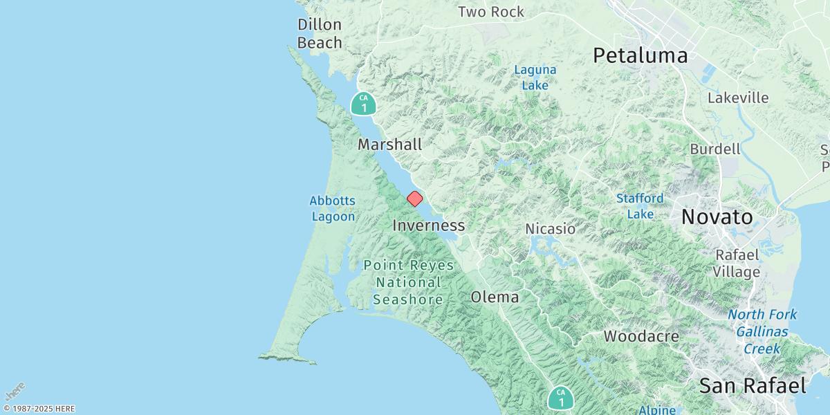 Map of Inverness, Tomales Bay