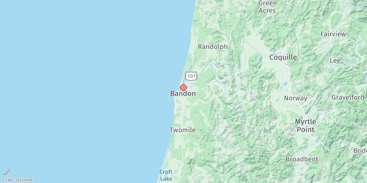 Map of Bandon, Coquille River