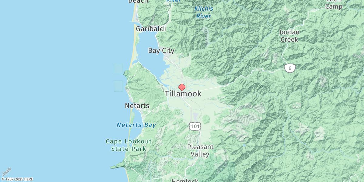 Map of Tillamook, Hoquarten Slough