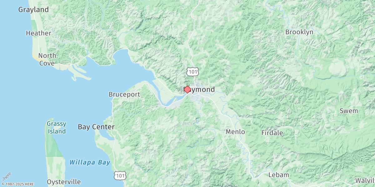 Map of Raymond, Willapa River