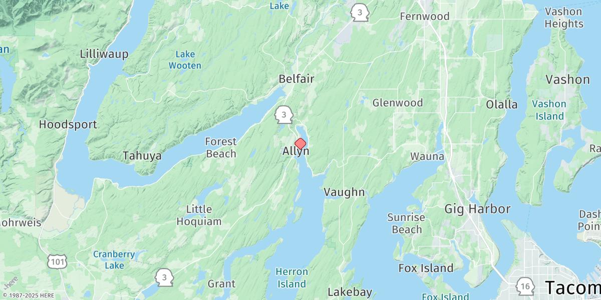 Map of Allyn, Case Inlet