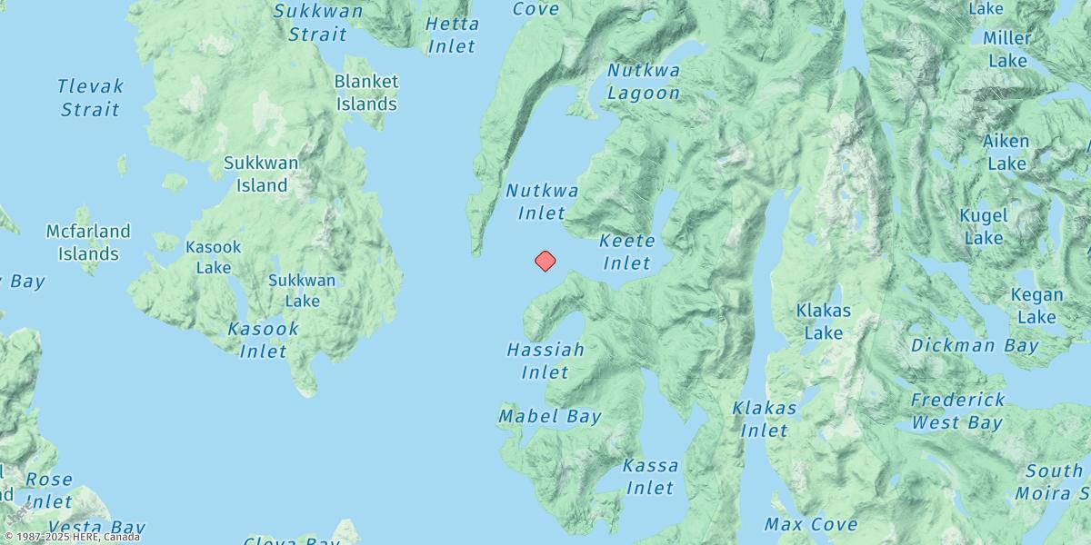 Map of Keete Island, Nutkwa Inlets