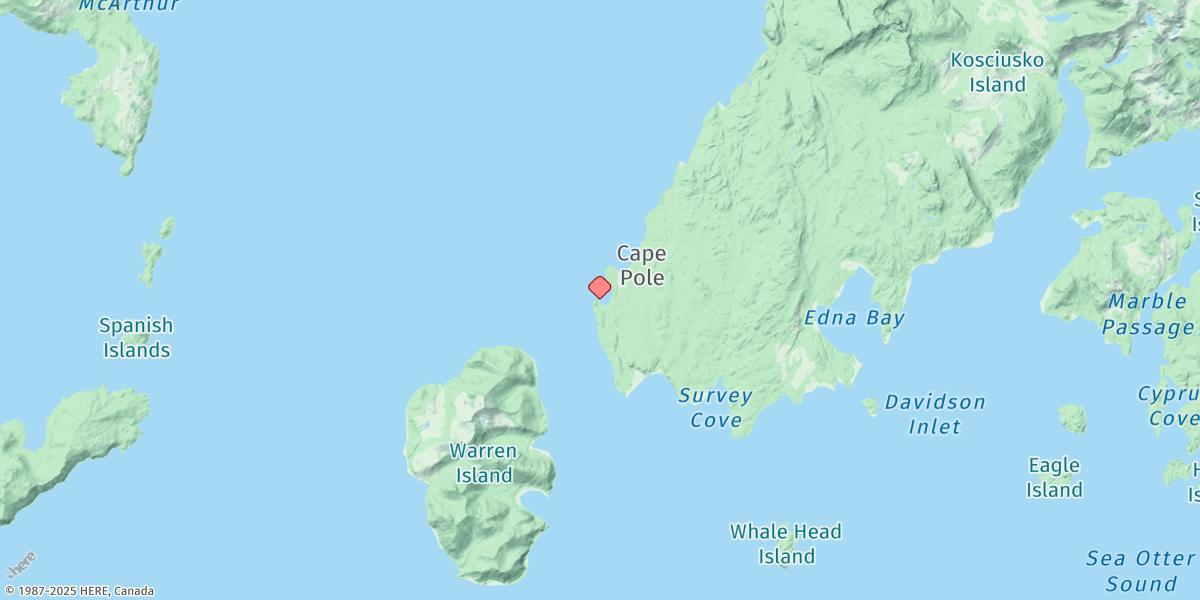 Map of Pole Anchorage, Kosciusko Island