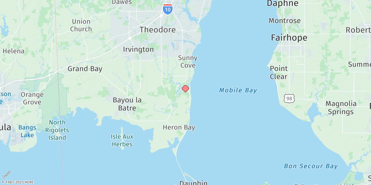 Map of Fowl River, Mobile Bay Entrance