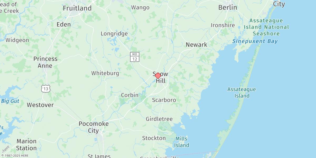 Map of Snow Hill, Pocomoke River, Maryland (Sub)