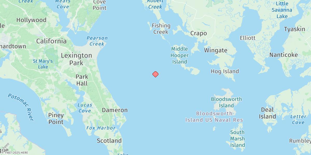 Map of Hooper Island Light, Chesapeake Bay