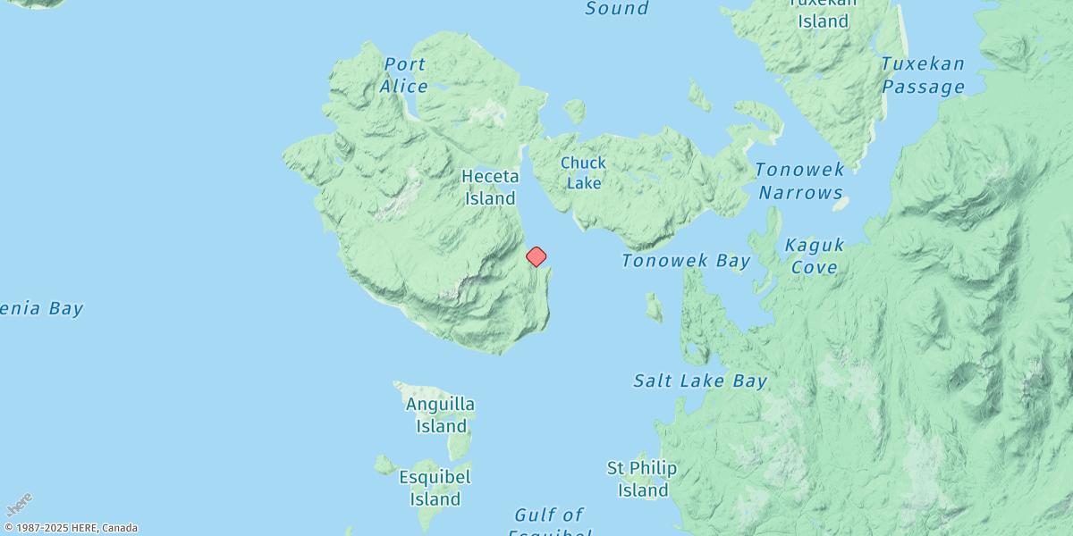 Map of Warm Chuck Inlet, Tonowek Bay, Gulf Of Esquibel