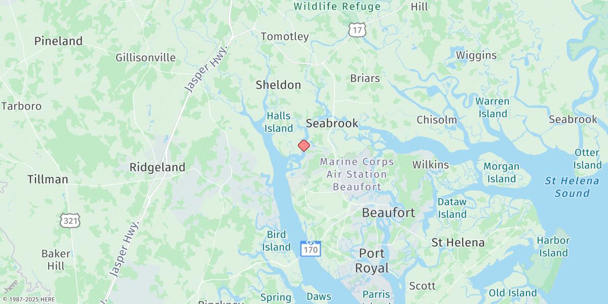 Map of Corning Landing, Whale Branch, Broad River