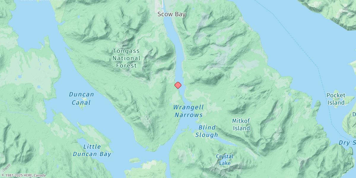 Map of Finger Point, Lindenburg Peninsula, Wrangell Narrows