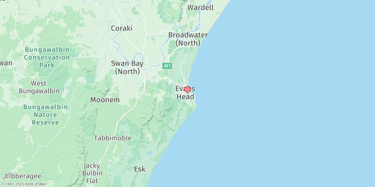 Map of Evans Head