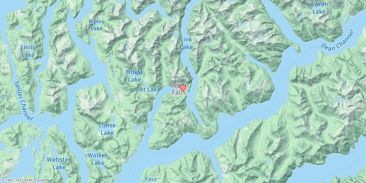 Map of Ocean Falls